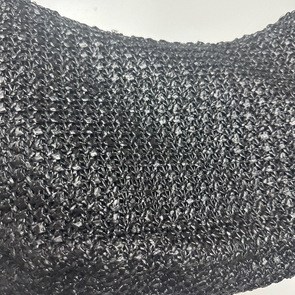 Jules Kae Zola Black Straw Moon Shaped FauxVegan Leather Braided Strap Purse NWT - Picture 9 of 16